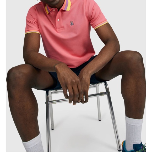 PSYCHO BUNNY ~ Mens Oliver Neon Tipped Polo (NWT) - Picture 5 of 12